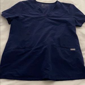 Figs navy blue double pocket top